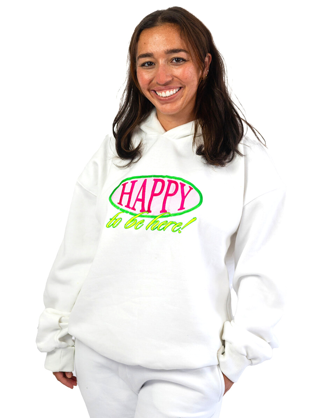 Happy to Be Here Hoodie - White