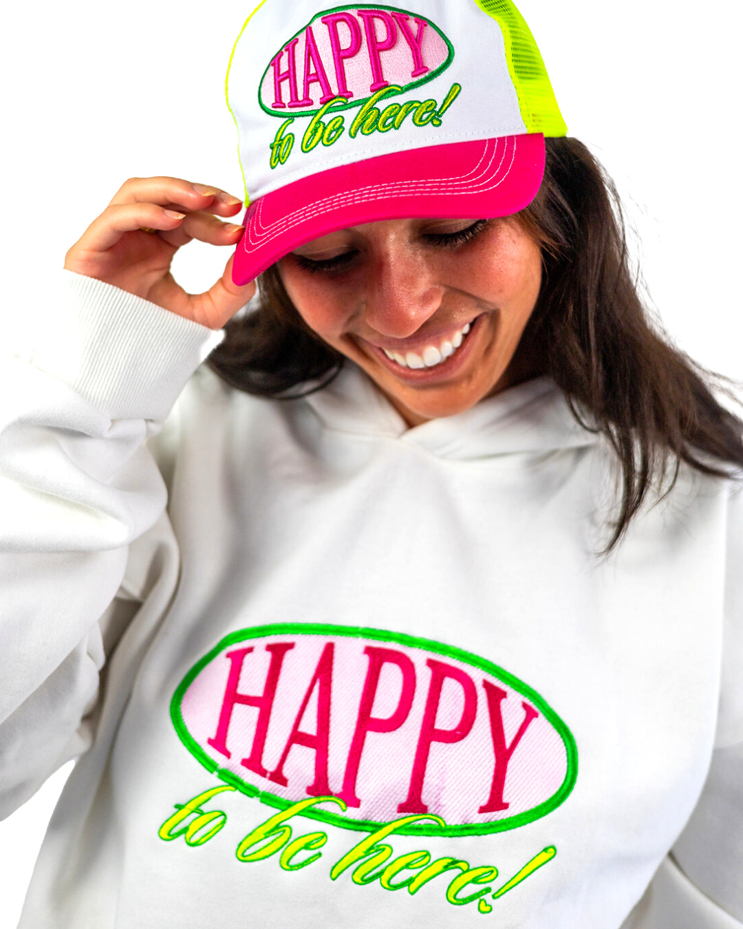 Happy to Be Here Hoodie - White