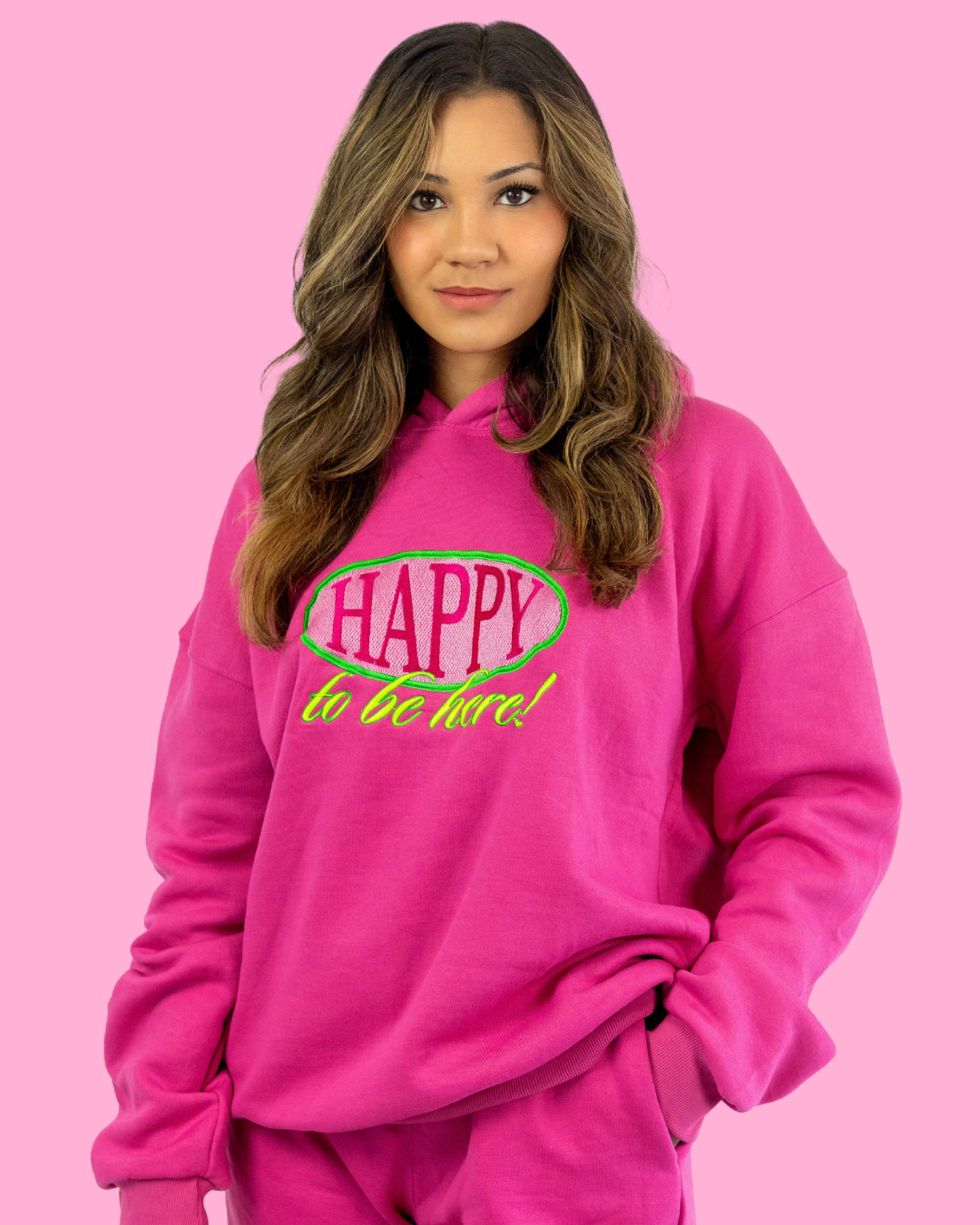 Happy to Be Here Hoodie - Pink