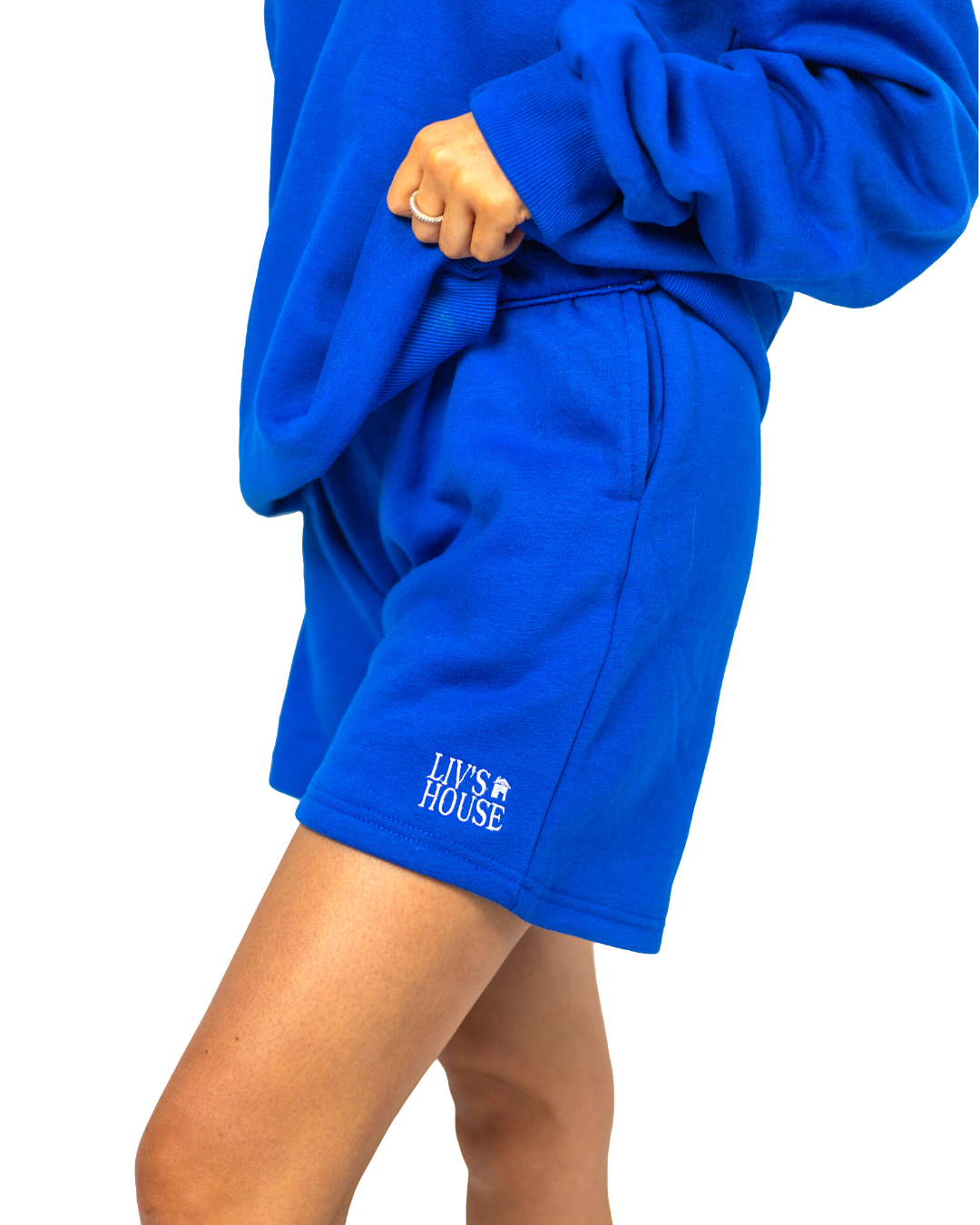 Royal blue sweat shorts sales