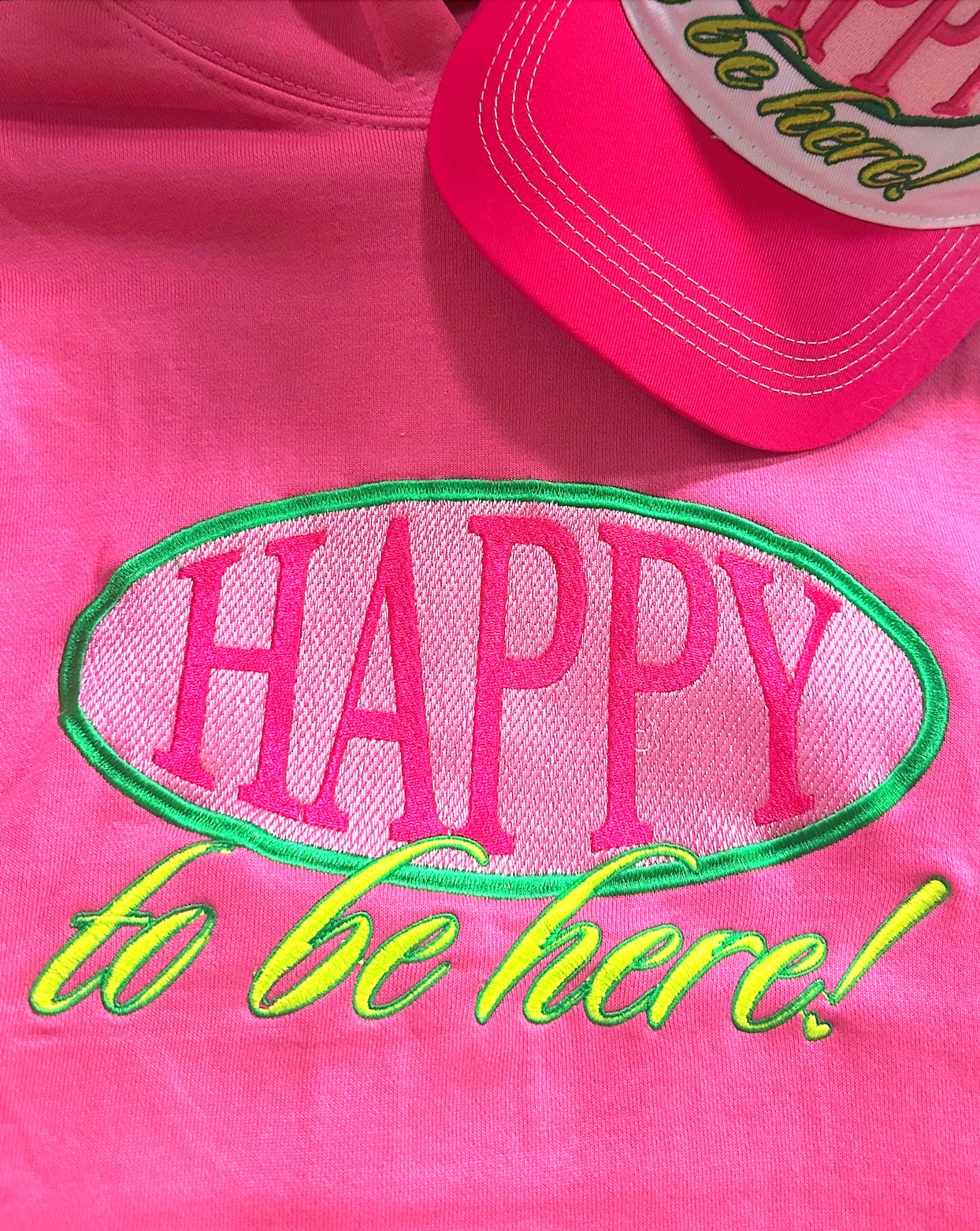 Happy to Be Here Hoodie - Pink