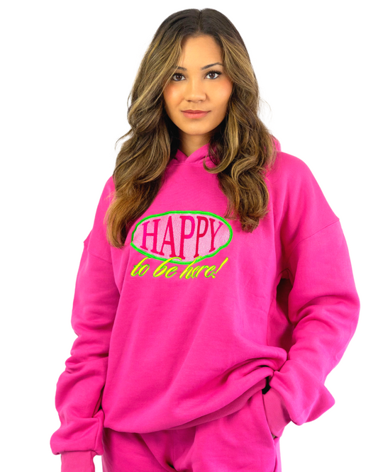 Happy to Be Here Hoodie - Pink