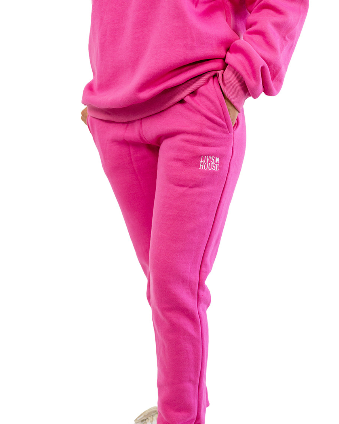 Late Checkout LC Logo Sweat Pants in Pink Late Checkout